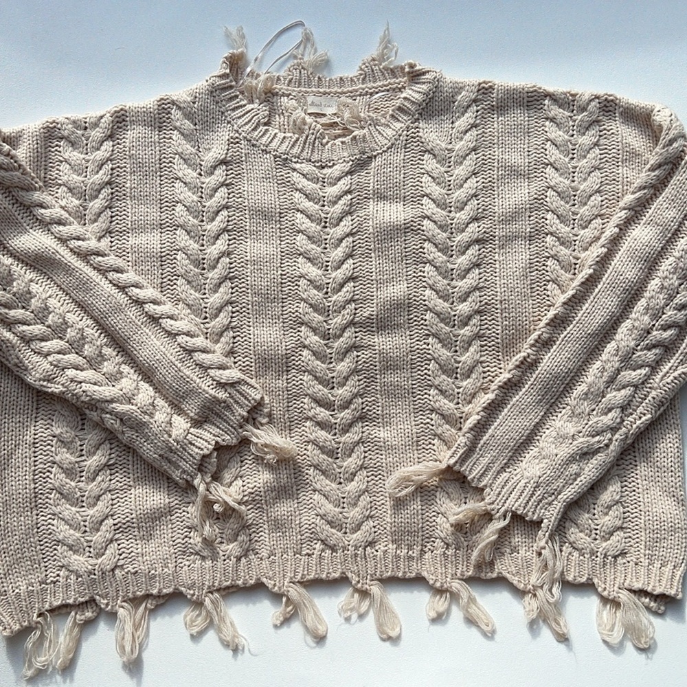 Altar'd State Cream Cable Knit Sweater - Picture 6 of 12